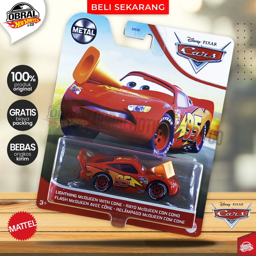 Jual Mattel Disney Pixar Cars - Lightning McQueen with Cone | Shopee ...