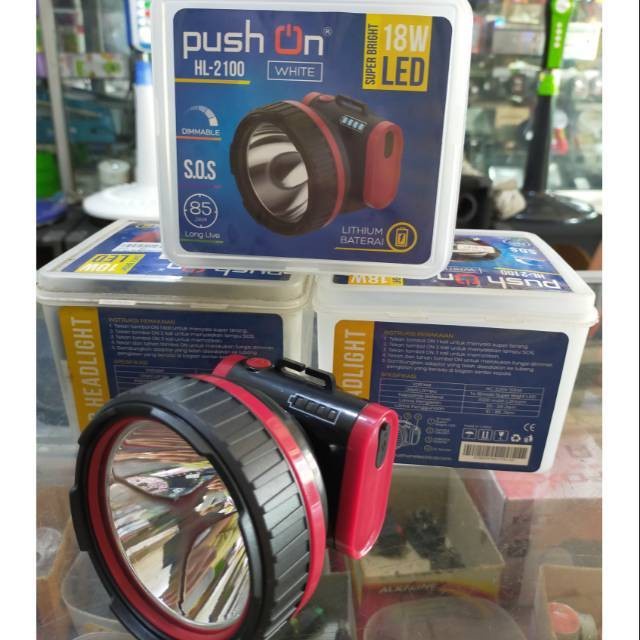 Jual Senter Kepala Led Push On Hl Watt Headlamp Led Sos Super