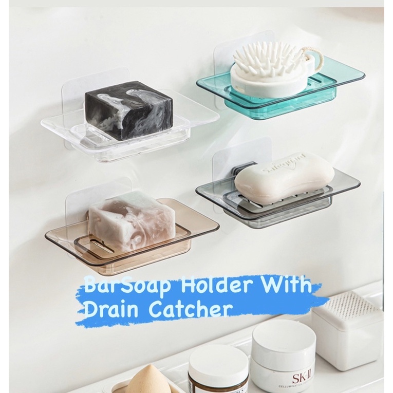 Jual Bar Soap Holder Tempat Sabun Batang With Drain Tempel Dinding Nail ...