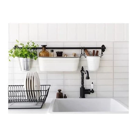 IKEA FINTORP Stand Bumbu putih hitam dengan konsep rail