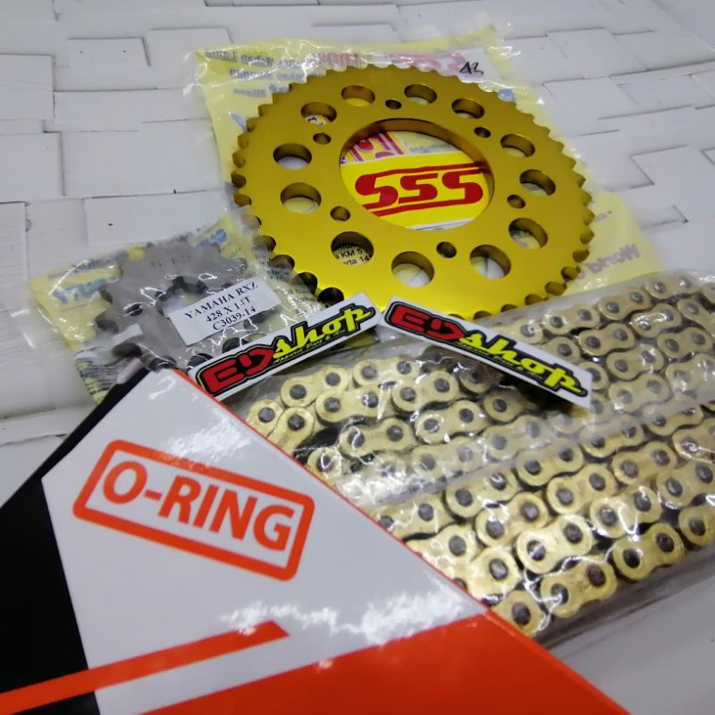 Jual gear SET R15 v2 GOLD 428 SSS Rantai TK 428HPO O-RING XABRE 150 NVA ...