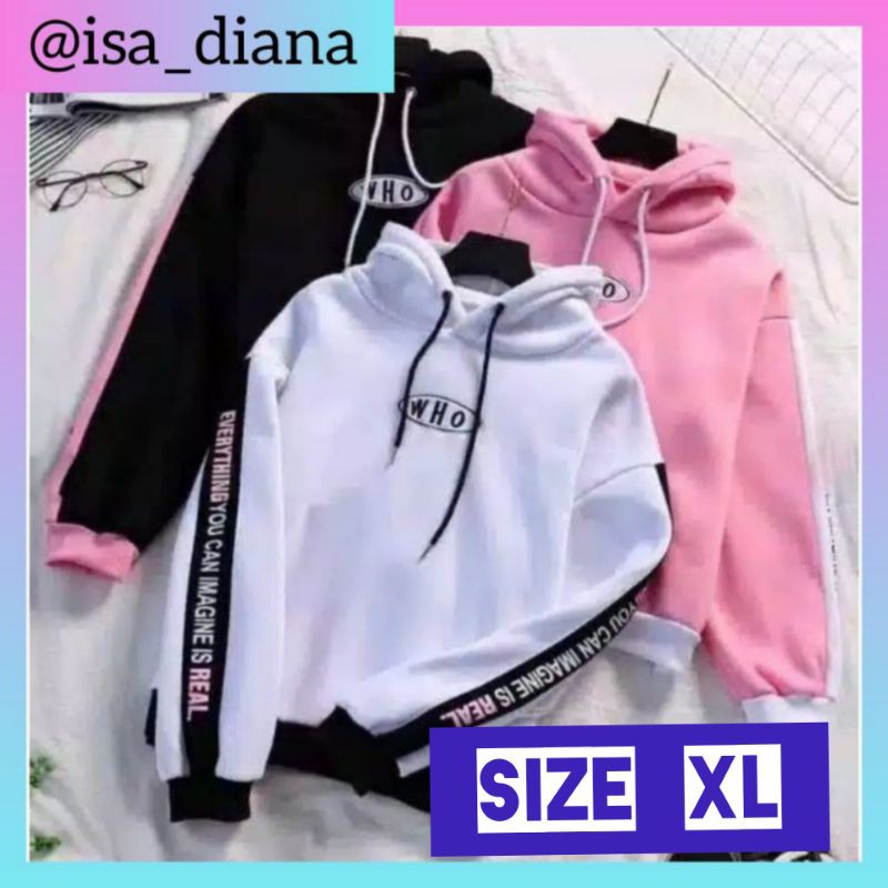 Jual size XL XXL Kaos Hoodie WHO Sweater Wanita Shopee Indonesia