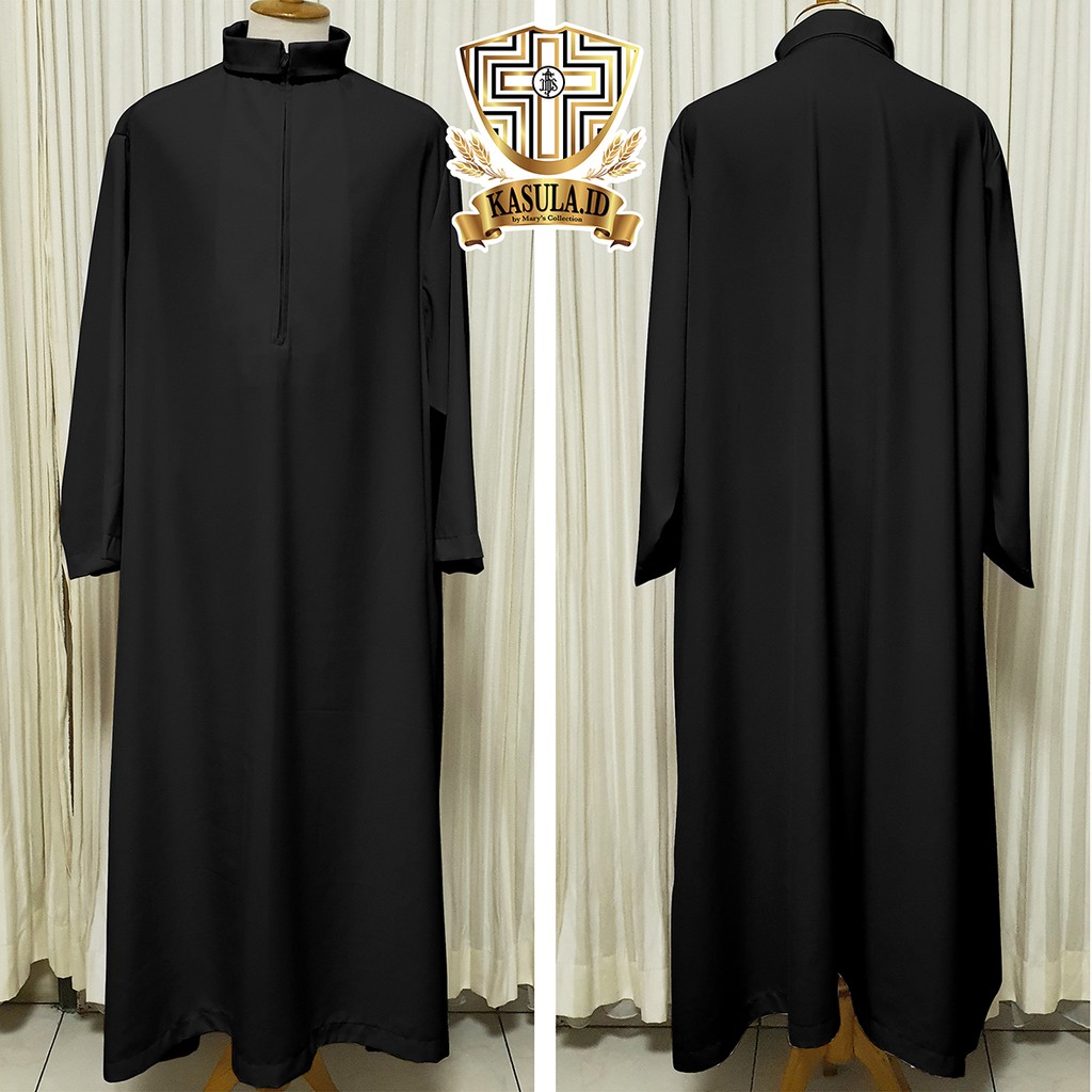 Jual alba jubah romo katolik frater calon romo prodiakon polos hitam ...