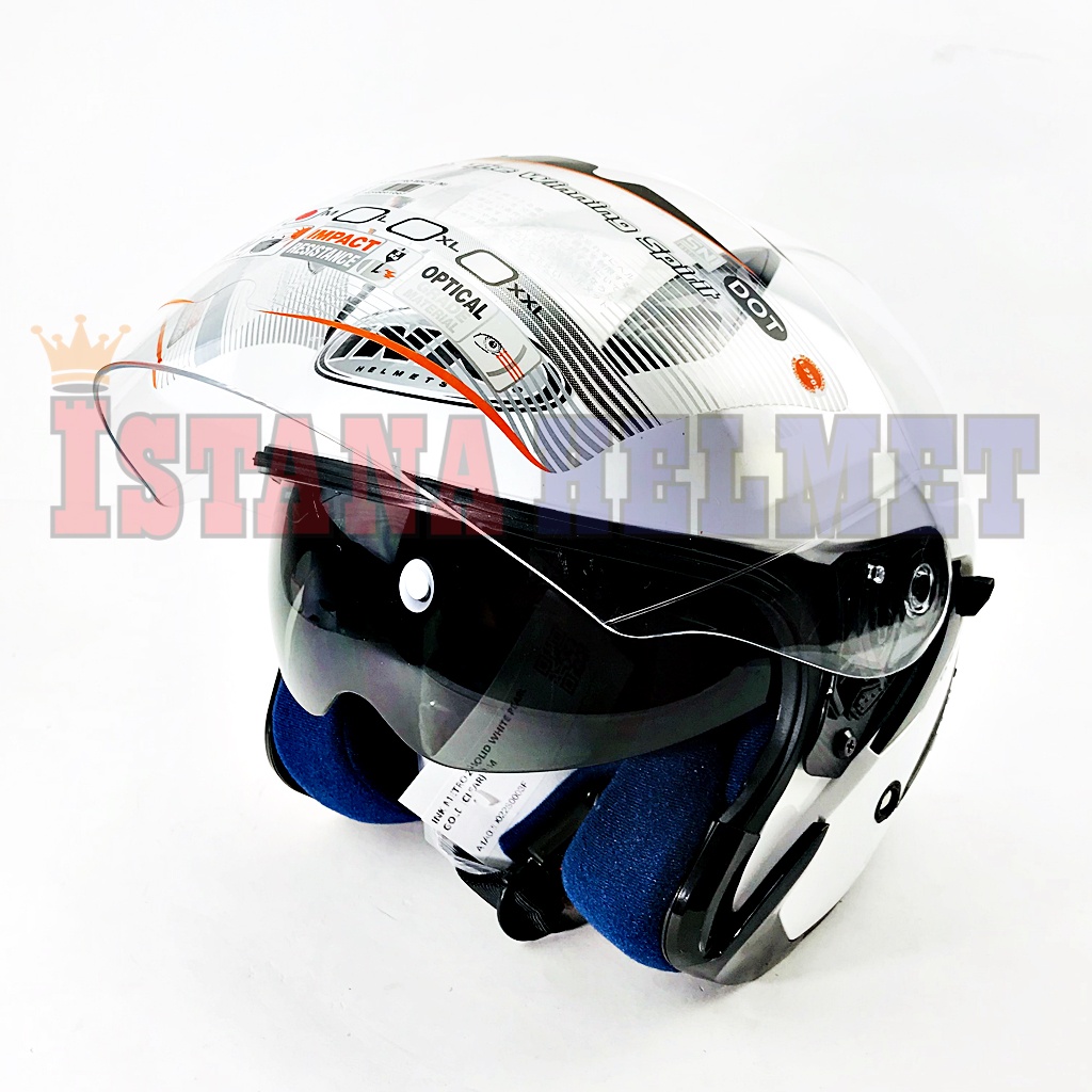 Jual HELM INK METRO 2 SOLID WHITE DOUBLE VISOR | Shopee Indonesia
