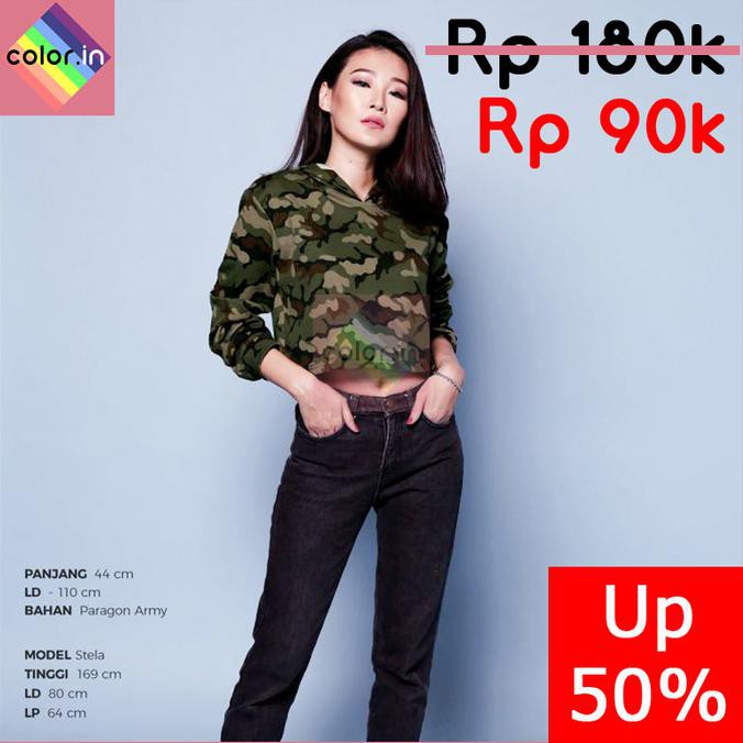 Army crop best sale top hoodie