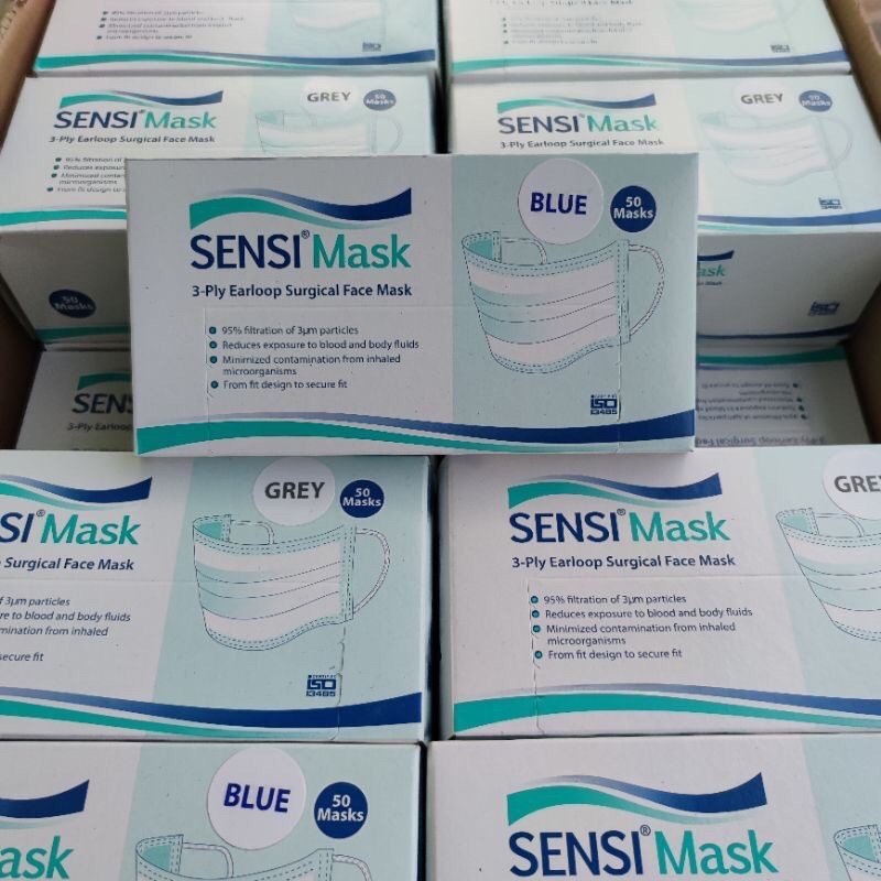 Jual MASKER SENSI 3PLY EARLOOP SURGICAL SATUAN/ECER | Shopee Indonesia