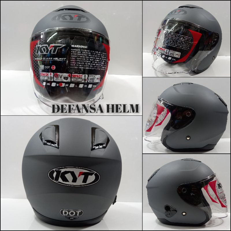 Jual HELM HALF FACE KYT KYOTO SOLID MATT GORILLA GREY DOFT Shopee