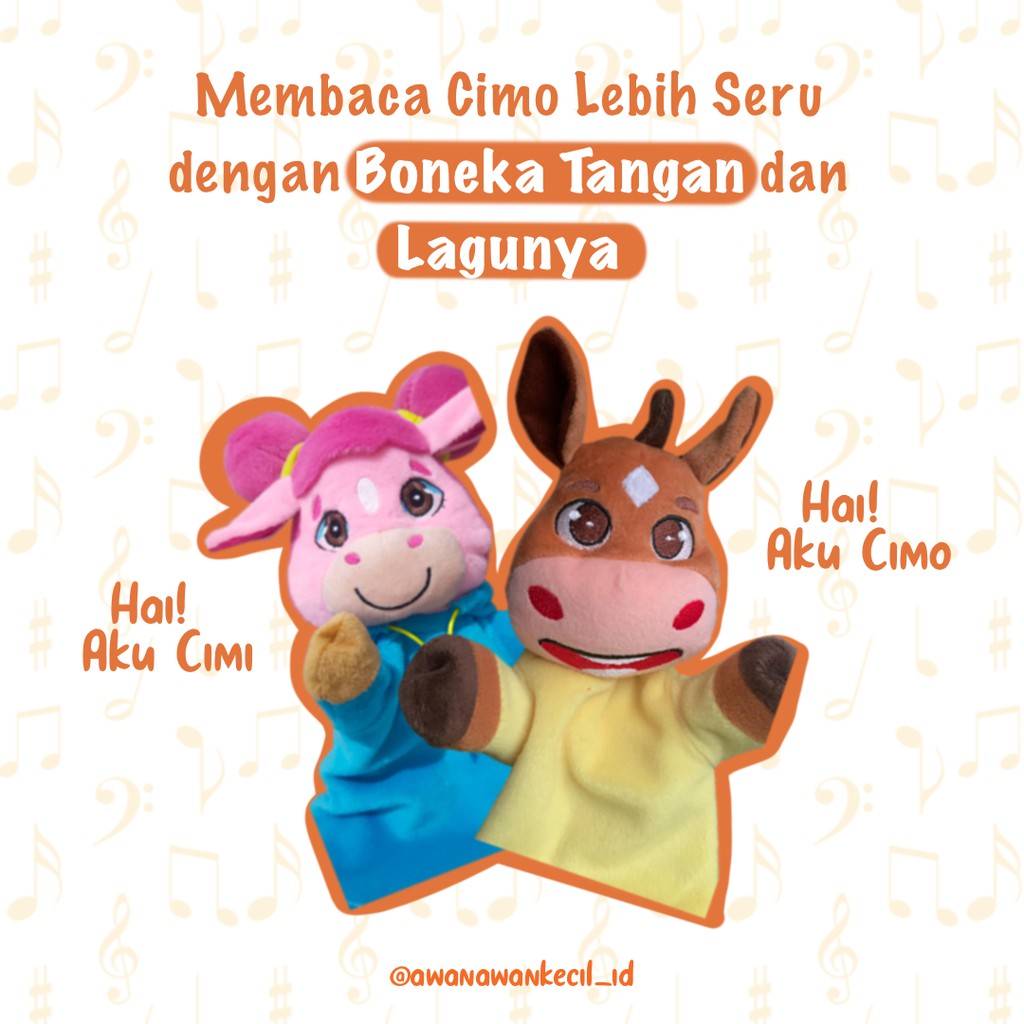 Jual Boneka Tangan Karakter Cimi dan Cimo + Buku Ke Mana Suara Cimo ...