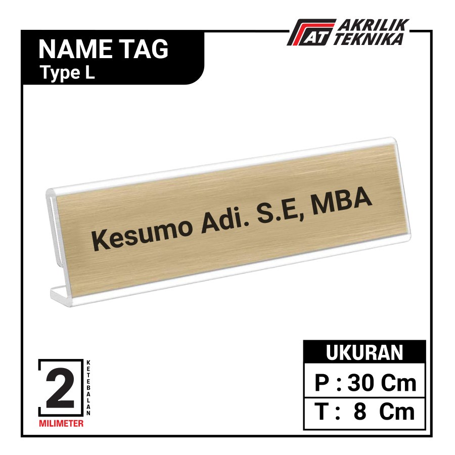 Jual Akrilik Nama Panitia Papan Meja Kantor Tipe L 8x30cm 8x21cm