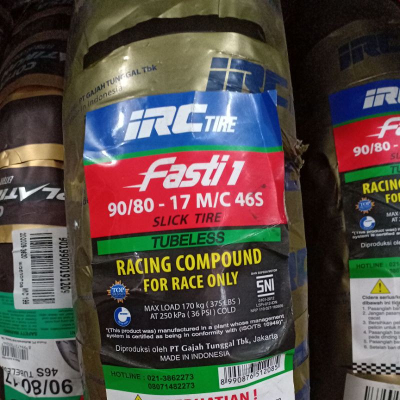 Jual ban irc fasti 1 ring 17 ukuran 90-80/17 soft compound.(slick/botak ...