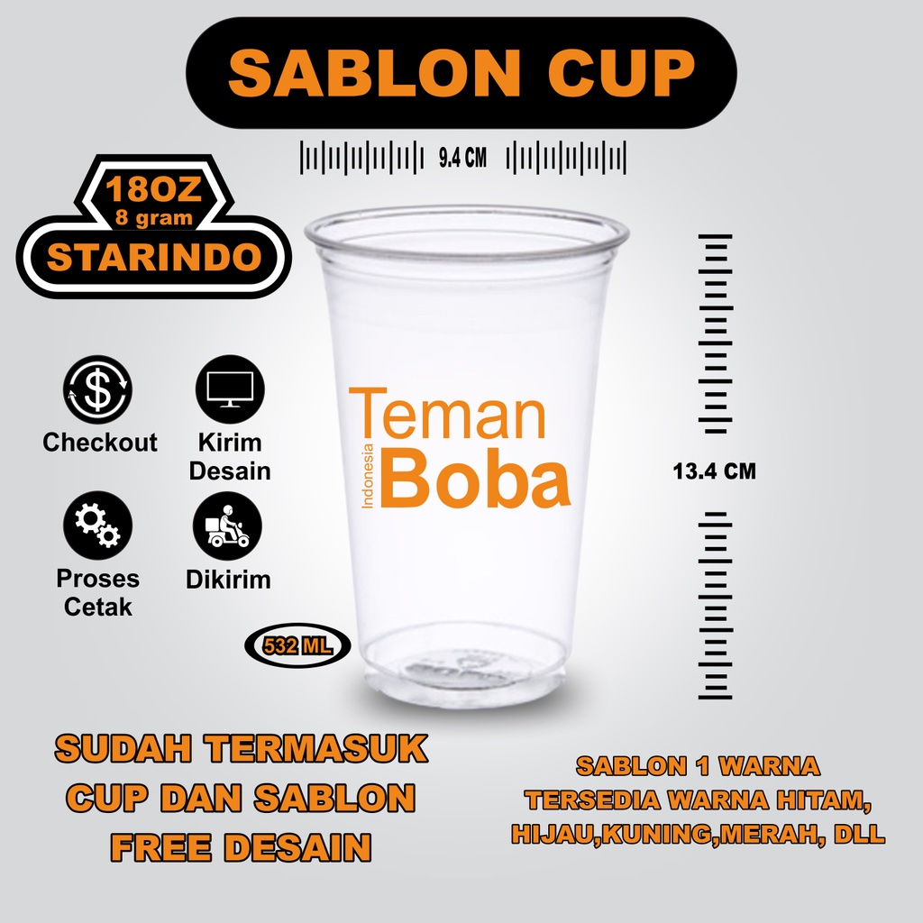 Jual Sablon Cup 18oz Datar 8gr Starindo Min 500pcs Gelas Plastik Pp Shopee Indonesia 9396