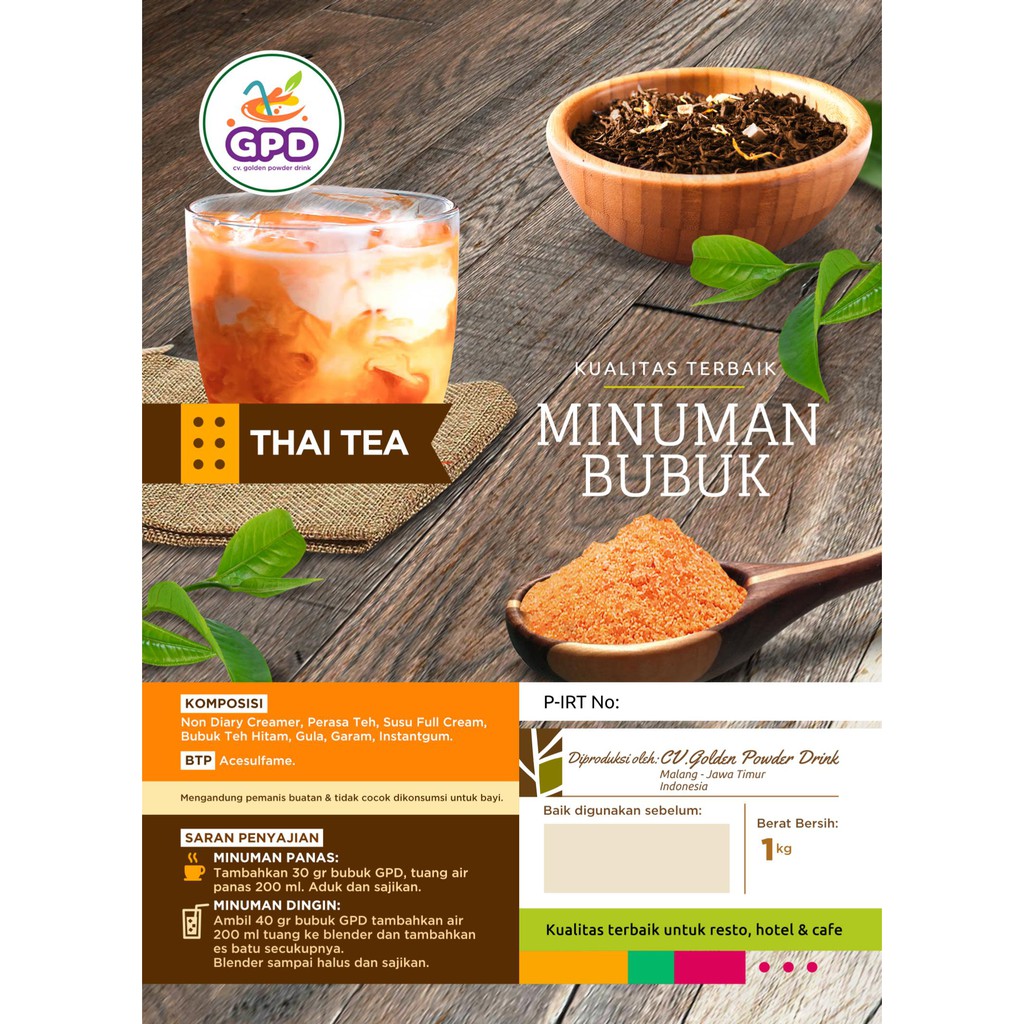 Jual Thai Tea Powder 1 Kg Premium Bubuk Minuman Thai Tea 1 Kg Shopee Indonesia 9777