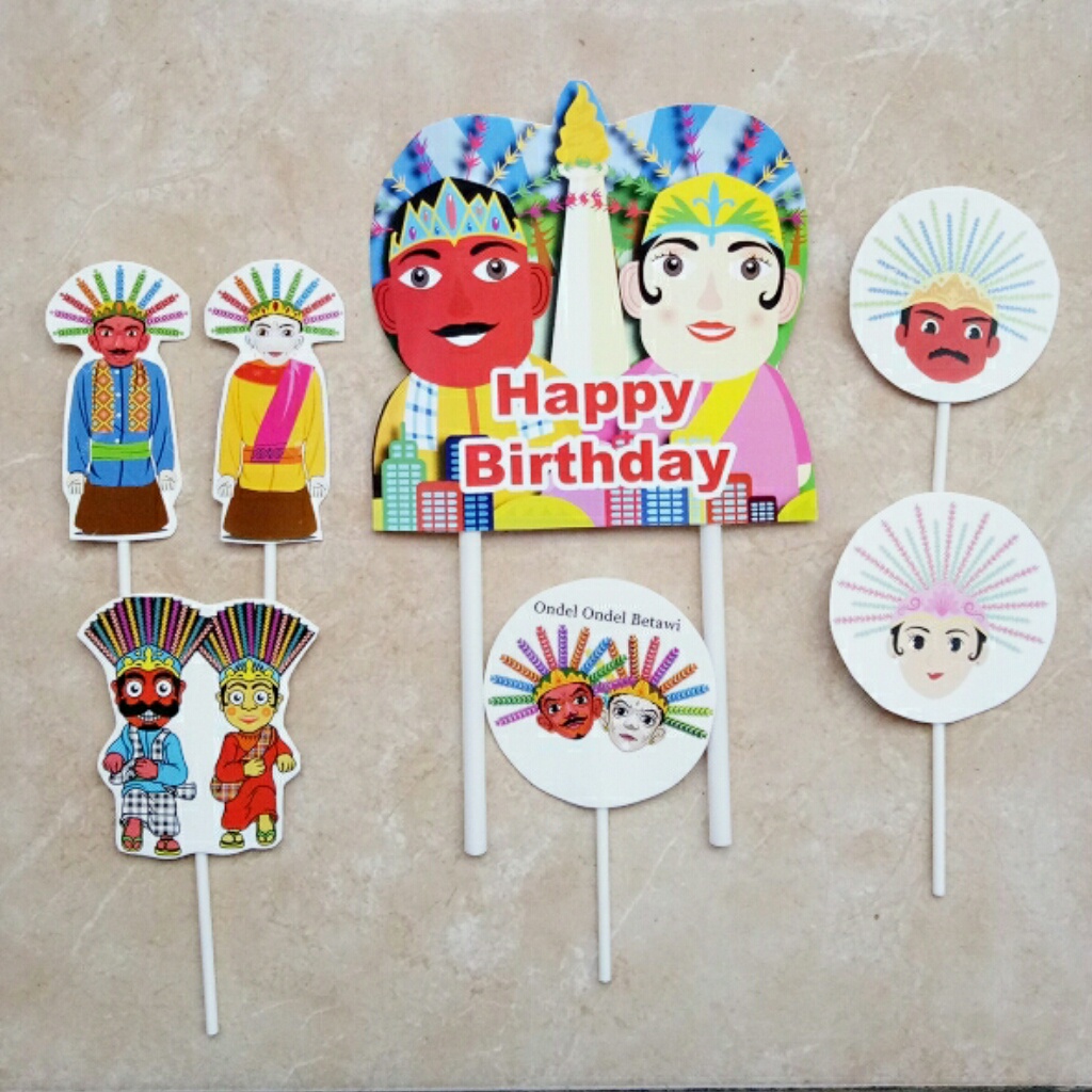 Jual cake topper hiasan kue ulang tahun kue pesta karakter Ondel Ondel