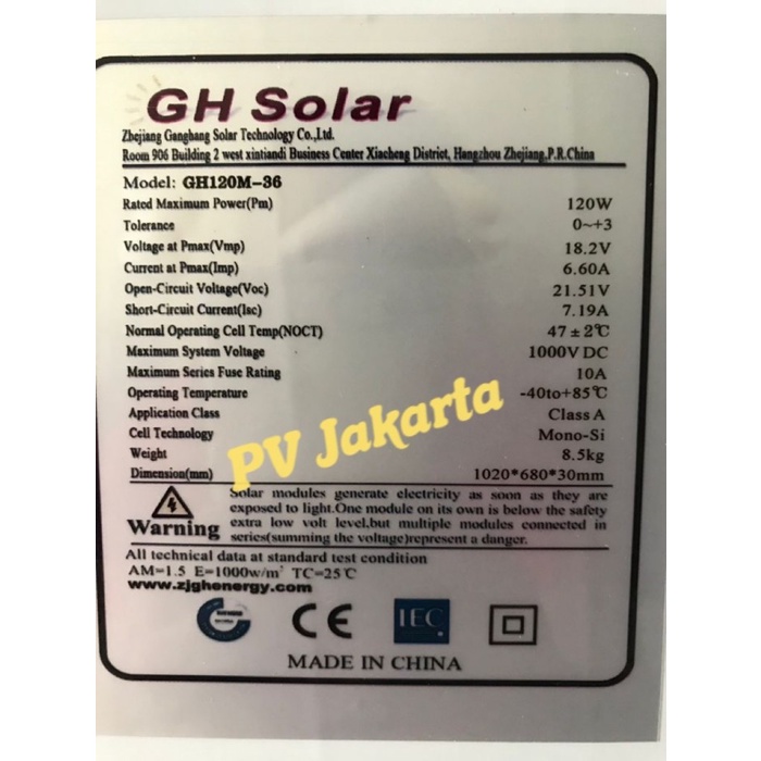 Jual Solar Panel Mono 120Wp Gh Solar Cell Panel Surya | Shopee Indonesia