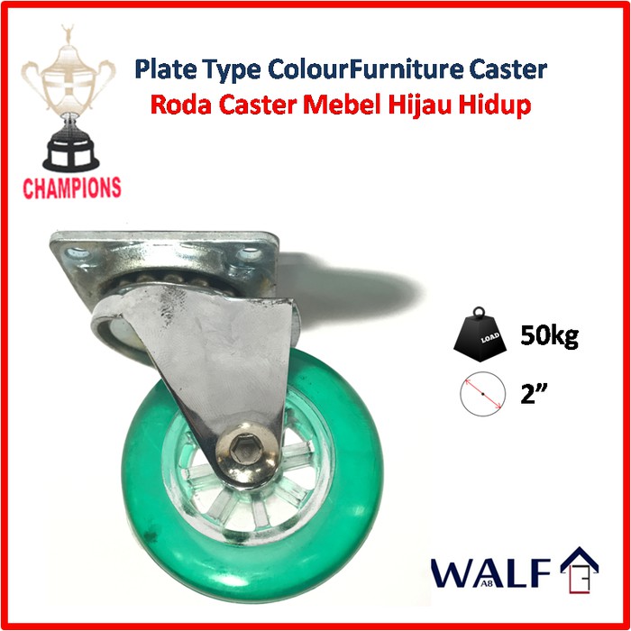 Jual Roda Caster Furnitur Warna Hijau (Roda Swivel/Hidup) 2 Inch ...