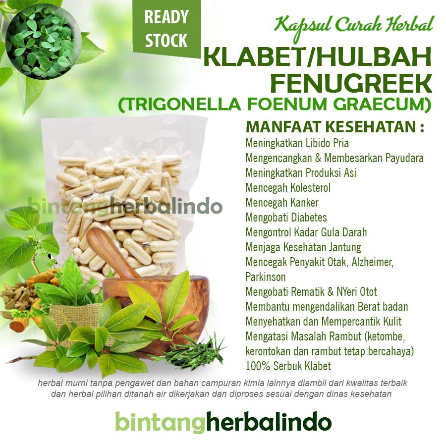 Jual Klabet Hulbah Fenugreek 100 Kapsul Herbal Memperbesar Payudara