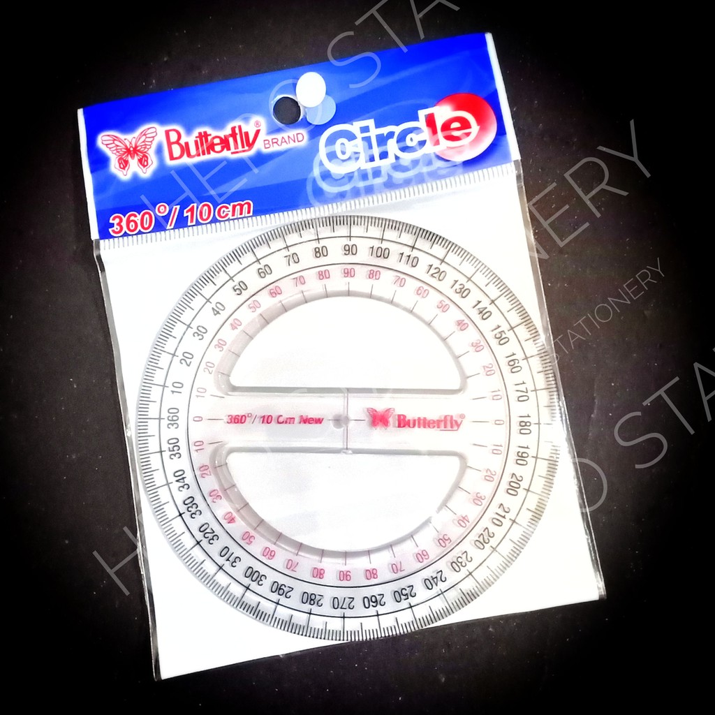 Jual Penggaris Busur Derajat Protractor Butterfly 360 Derajat 10 Cm