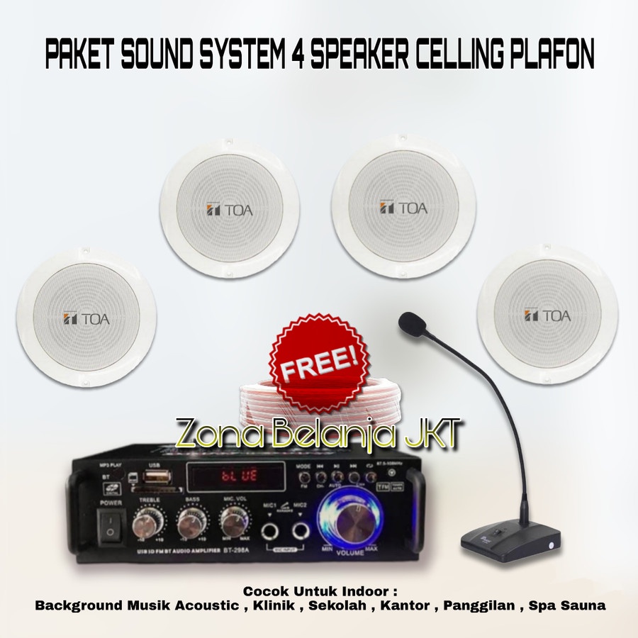 Jual PAKET SOUND SYSTEM TOA CEILING PLAFON 4 SPEAKER CAFE RESTO KLINIK ...
