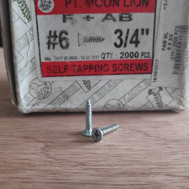 Jual Sekrup Skrup Tapping F + AB Kepala Rata, 6 x 3/4 Inch (2 cm), Isi ...