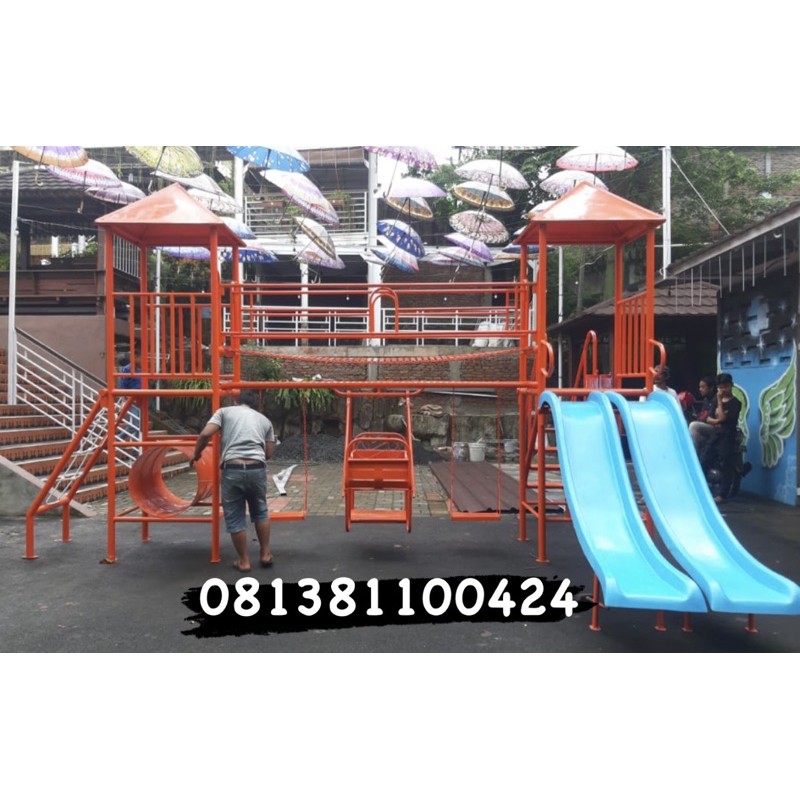 Jual Playground Besar Lengkap Mainan Outdoor Anak Bisa Request Warna ...