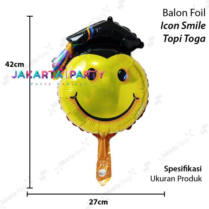 Jual Balon Foil Kepala Wisuda Mini / Balon Karakter Wisuda Smile Mini