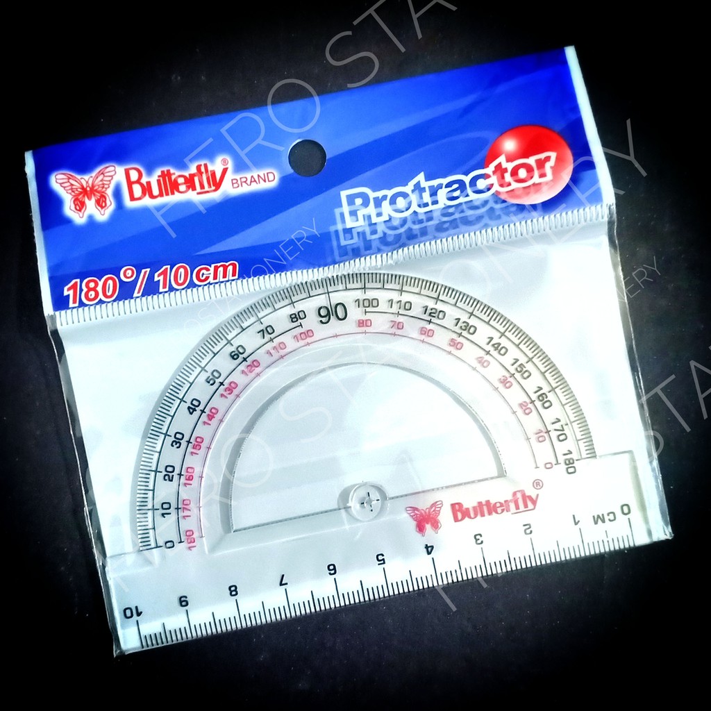 Jual Butterfly Penggaris 10 Cm Dan Busur Derajat Protractor Dengan