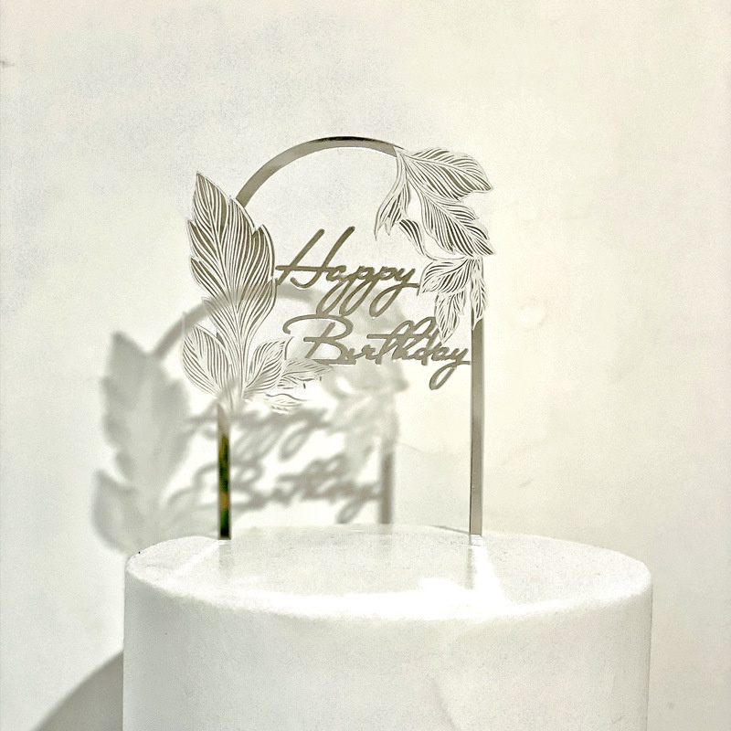 Jual RUMAH KRAVE - LEAF HAPPY BIRTHDAY CAKE TOPPER DAUN AKRILIK GOLD ...