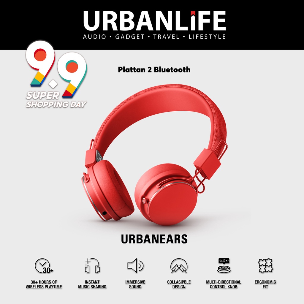 Urbanears Plattan Bluetooth On-Ear Headphone Tomato