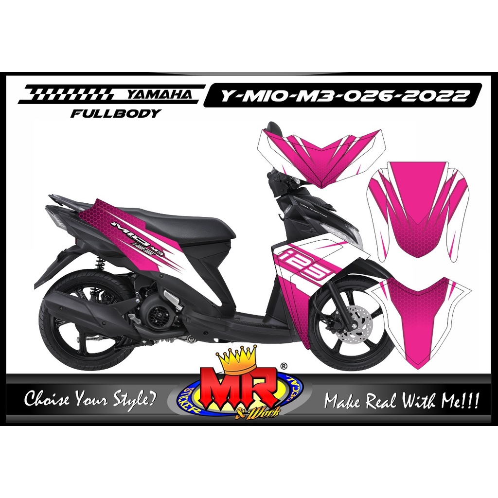 Jual Stiker Custom Decal Motor Yamaha Mio M3 FullBody Desain Racing