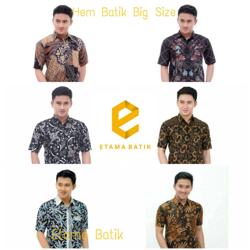 Jual Kemeja Pria Batik Jumbo XL XL Atasan Baju Hem Batik Big Size Ukuran Besar Seragam