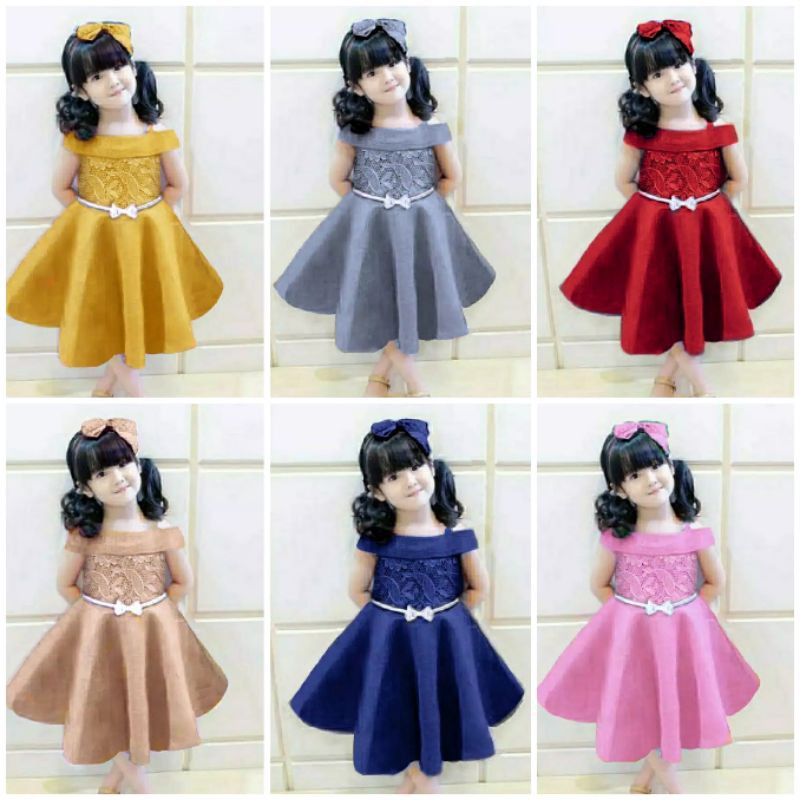 Dress brokat modern anak shop