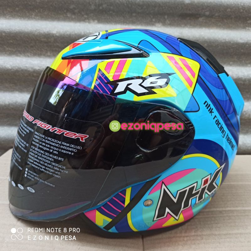 Jual Helm NHK R6 Motif Pigment Blue Visor Rainbow Spesial Edition ...