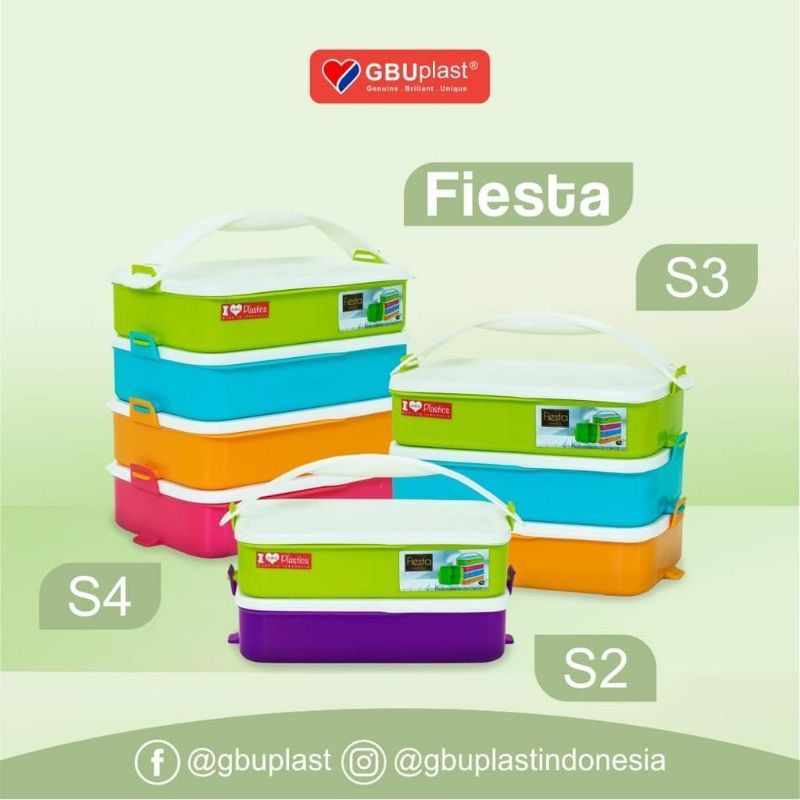 Jual GBU Plast Rantang Fiesta Plastik Susun 3 Dan Susun 4 Food Carrier ...