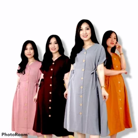 Dress Casual Trivia Dress Andin Busui Friendly Dress Full Kancing Aktif