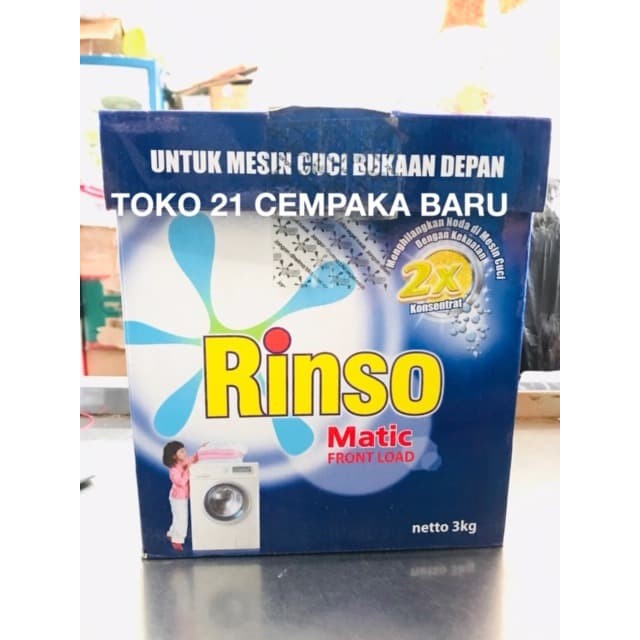 Jual Rinso Matic Front Load Mesin Cuci Bukaan Depan BUBUK 3 KG Rinso