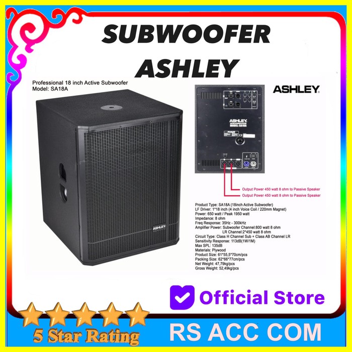 Jual Subwoofer Ashley Sa A Aktif Original Inch Shopee Indonesia