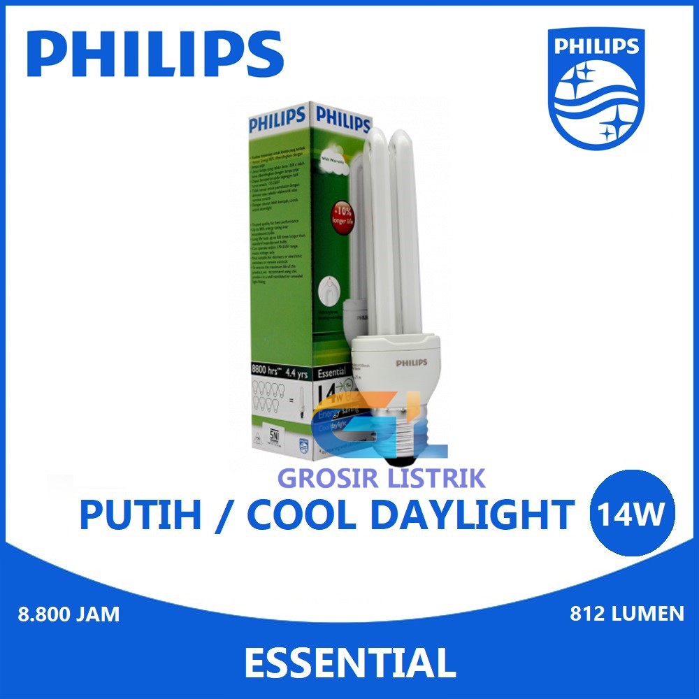 Jual Lampu Philips Essential 14w Putih Cool Daylight 6500k Jari 14 Watt