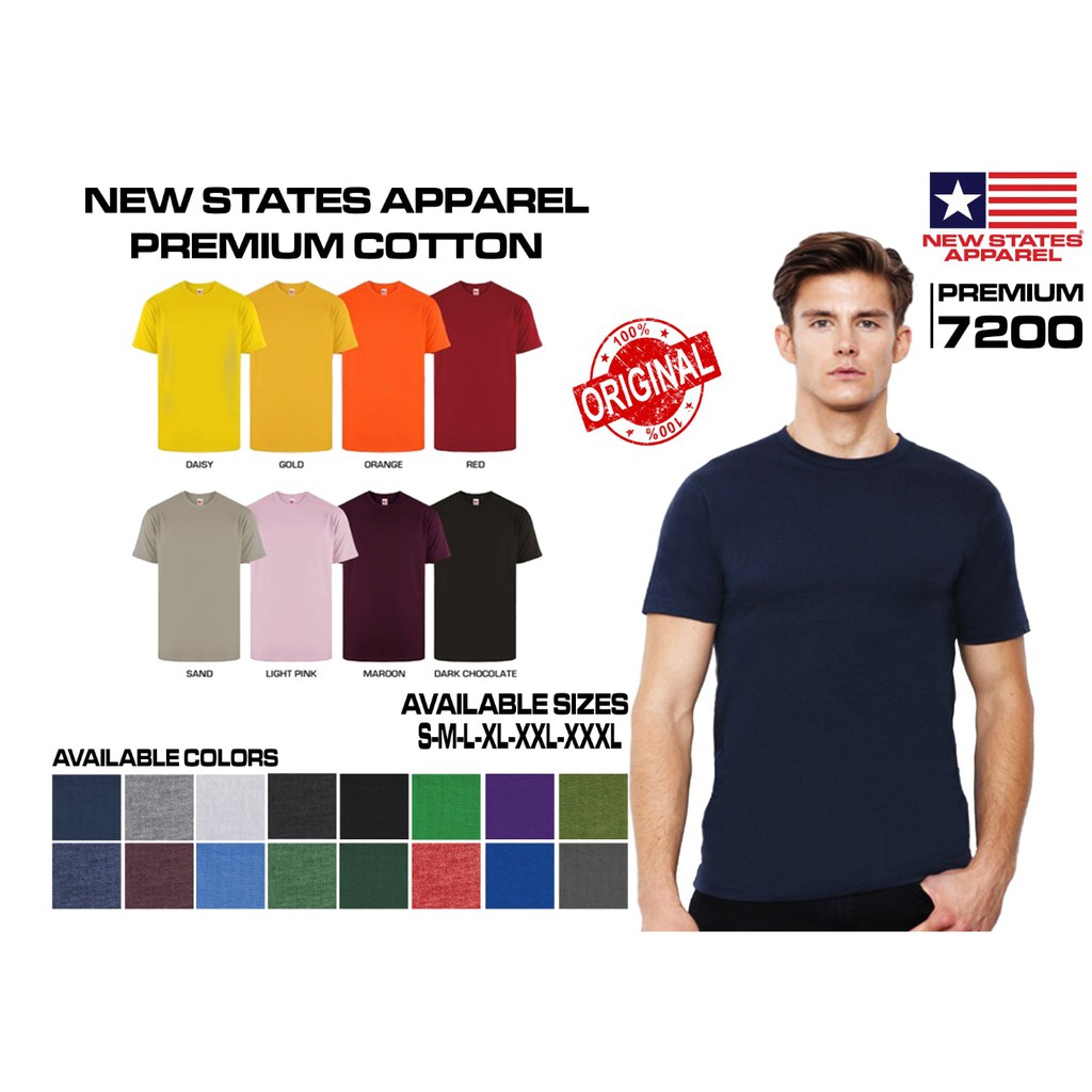 Jual Kaos Polos New States Apparel Premium Cotton 24S / Kaos Polos New ...