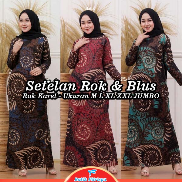 Jual Setelan Batik RNB - Motif Puser Keong Warna Merah Hijau Biru ...
