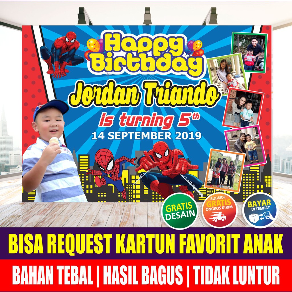 Jual Cetak Banner Spanduk Ulang Tahun Ultah Anak Spiderman - Backdrop ...