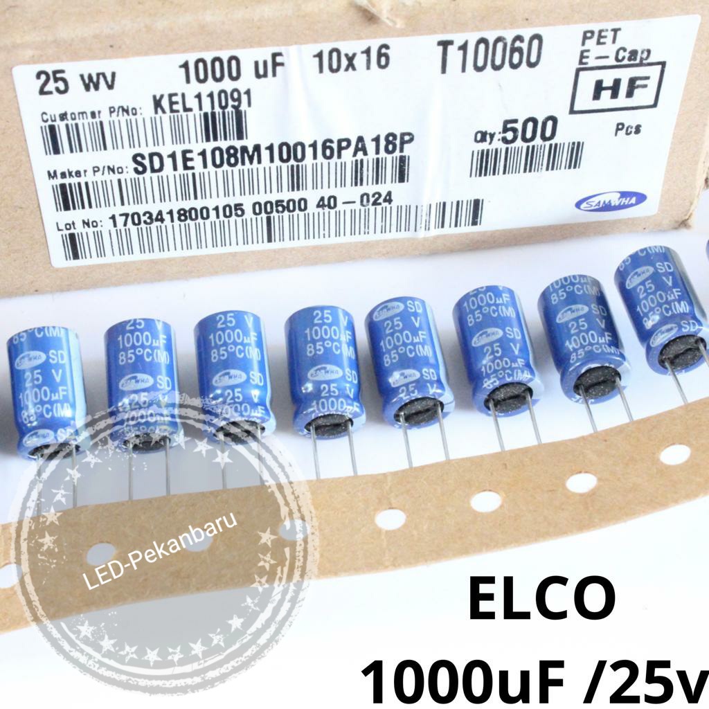 Jual Elco 1000uf 25v 1000 Uf 25 Volt Capasitor Shopee Indonesia 3399