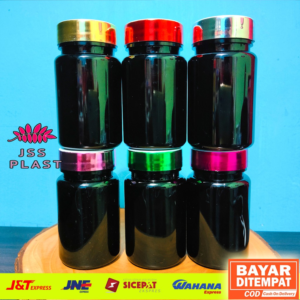 Jual Botol Kapsul 100ml Hitam isi 30 Obat + Plug Inner | Shopee Indonesia