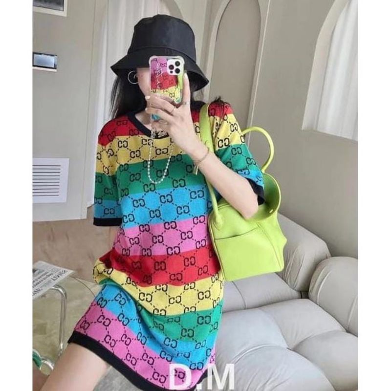 Jual Dress Gucci Rainbow Dress knit midi Shopee Indonesia