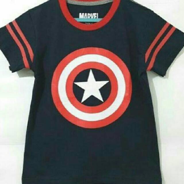 Marvel Stripe Logo Captain America Patch Kaos Anak Laki-Laki main image 1