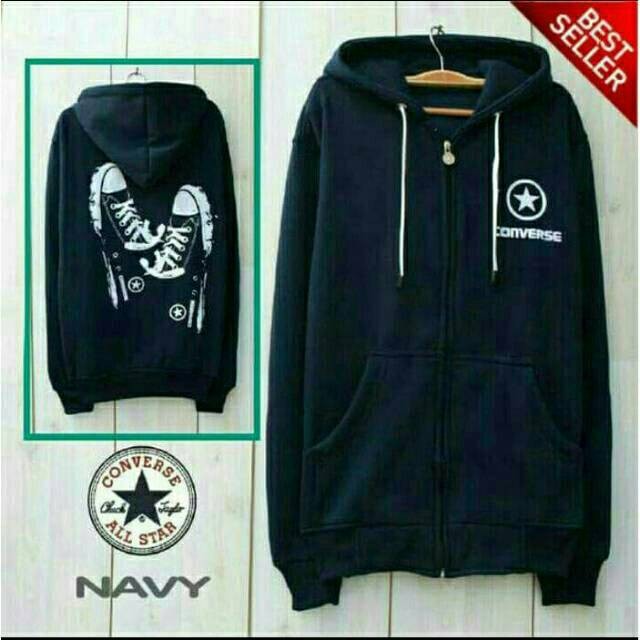 Jual JAKET HOODIE CONVERSE SEPATU NAVY JAKET HOODIE ZIPER PRIA