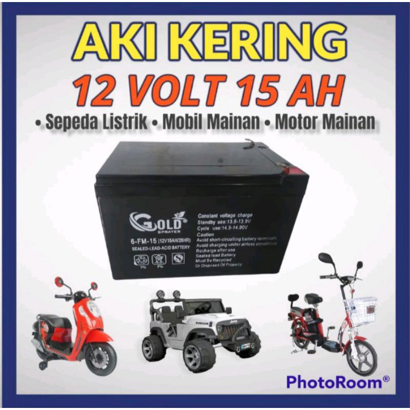 Jual AKI BATRAI KERING 12 VOLT 15 AH / ACCU MOTOR LISTRIK / AKI MOTOR
