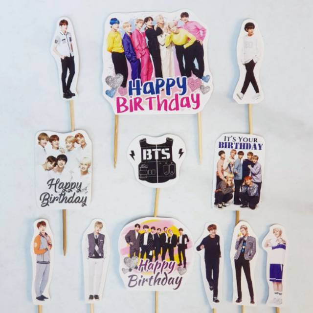 Jual BTS Kpop Idol Korea Boy Band Birthday Cake Topper Cupcake Pudding Tumpeng Hampers Hiasan