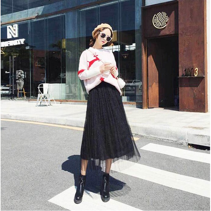 Jual ROK TUTU Korean Style Motif Bulu Pada Lapisan Dalam - Black ...