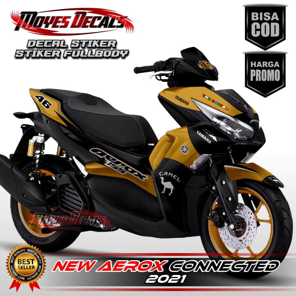 Jual Stiker Decal Motor Yamaha Aerox Full Body Warna Gold Variasi Motif Camel Dan