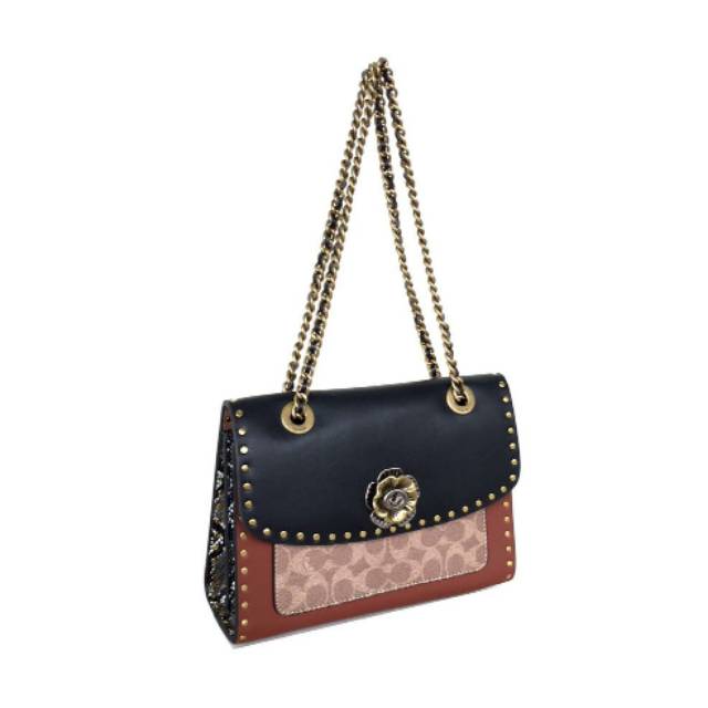 Coach parker top handle with tea rose on sale stones